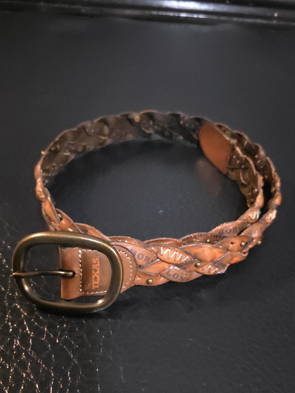 Women's Vintage Fossil  Longhorn Braided Leather Belt